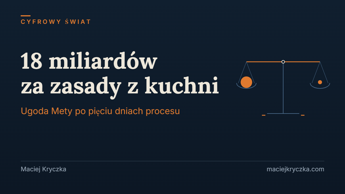 Waga szalkowa w równowadze: duży pomarańczowy krążek na jednej szalce, mały punkt na drugiej